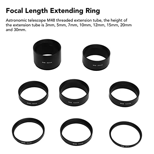 Asixxsix M48 Extension Tube Kit for Cameras and Eyepieces, Focal Length 3 5 7 10 12 15 20 30mm, M48X0.75 on Both Sides, Extending Ring for Astronomical Telescope Photography