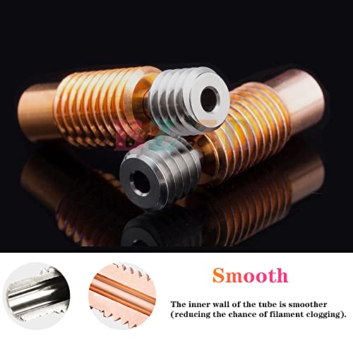 2PCS V6 Bi-Metal Heatbreak,Upgrade Copper+Titanium Alloy V6 All Metal BiMetal Heat Break for Prusa i3 MK2,MK2.5,MK3,MK3S+ 3D Printer V6 Volcano Hotend,Heater Block 1.75mm Filament. 2pcs Bi-metal