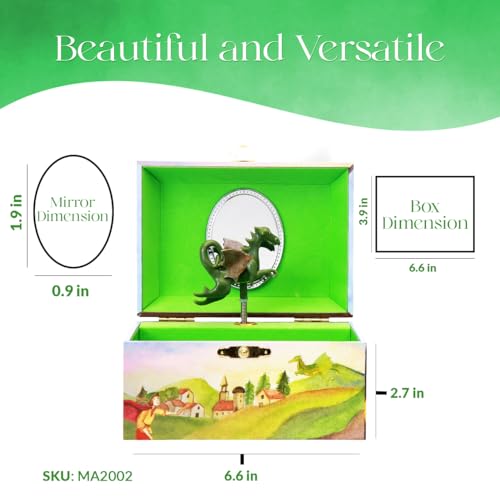 Enchantmints Playful Dragon Musical Jewelry Box for Girls & Boys Dragon Spins to The Sorcerer's Apprentice Treasure Storage