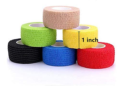 [Australia - AusPower] - 12 Pack 1" x 5 Yards Self Adhesive Elastic Bandage Wrap Stretch Self-Adherent Tape for First Aid,Sports, Wrist, Ankle (10 Colors) Multicolor 1 Inch (Pack of 12) 