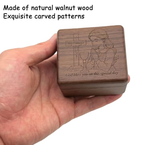 Walnut Wood Wind Up Music Box The Lord’s Prayer for Girls Holy Communion