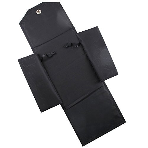 Black Leatherette Necklace Jewelry Travel Folder Storage Display Case (Black Necklace Case, 6.7" x 5.5") Black Necklace Case 6.7 x 5.5