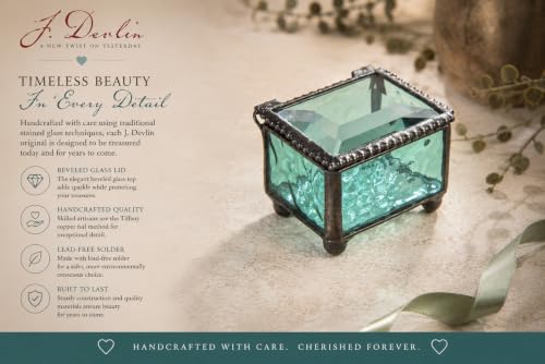 J Devlin Turquoise Stained Glass Ring Box Small Glass Keepsake Box
