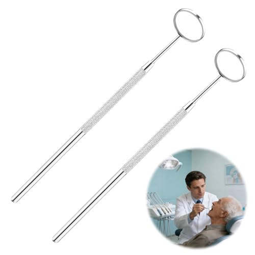 2 x Oral Mouth Mirrors, Stainless Steel Mouth Tooth Mirror, Anti-Fog Dentist Mirror, Dog Mouth Mirror, Extension Tool, Also Handy for Dentists and Eyelash Extensions