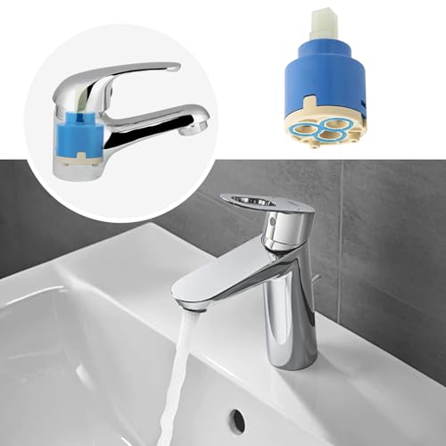 Set of 2 Ceramic Cartridge 35 mm, Cartridge Tap 121894, Mixer Tap Cartridge, for Single-Lever Fittings, Replacement Parts Cartridge for Tap, Bathroom, Kitchen Tap and Washbasin Tap 35mm 2 Pieces