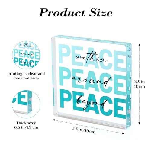Teal Peace Inspirational Figurine 4x4 Inch Desk Decor Teal