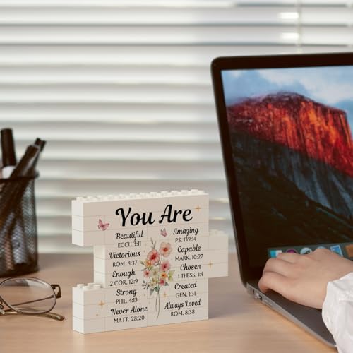 Christian Birthday Gifts for Women- Christian Flower Building Blocks Puzzle Plaque, Inspirational Religious Gifts for Women, Her, Sister, Best Friend, Daughter, Faith Gift Ideas