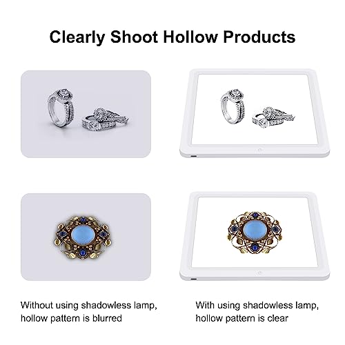 PULUZ Photo Studio LED Shadowless Light Panel 8" X 8" / 20 x 20 cm Photography Softbox Bottom Light with USB Power Cable for Food Jewelry Cosmetic Crafts Shooting 8.5*8.5 Inch