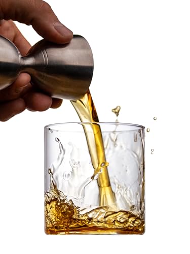 Amehla Ultra Thin Cocktail Glasses 12-ounce Double Old Fashioned Whiskey Glasses - Minimalist H20 Water Drinking Glass - (4) 4