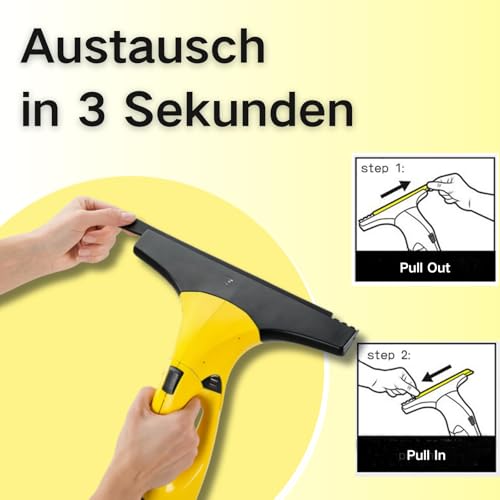 Pack of 5 Replacement Parts Compatible with Kärcher Window Vacuum: 3 Pieces Replacement Pads Microfibre Mop Covers and 2 Pieces Rubber Blades with High Cleaning Performance, Replacement Accessories 3 Yellow Y 2 Black