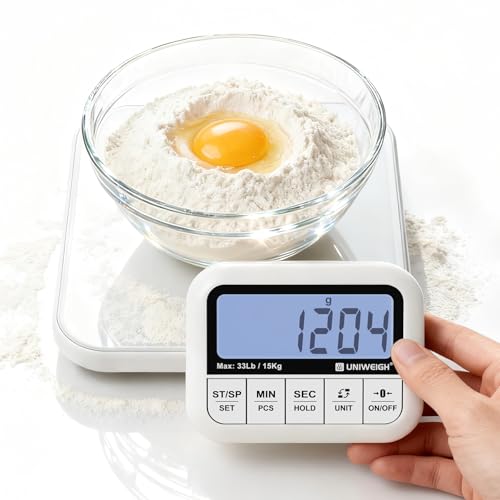 UNIWEIGH Digital Kitchen Food Scale 33lb-Detachable LCD Display 1g/0.1oz