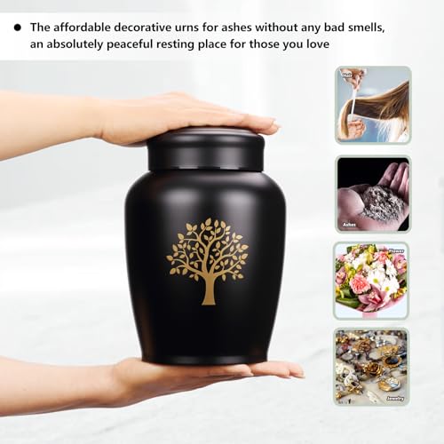 Large Black Cremation Urns for Human Ashes,for Adult Men Female Leaf Large180