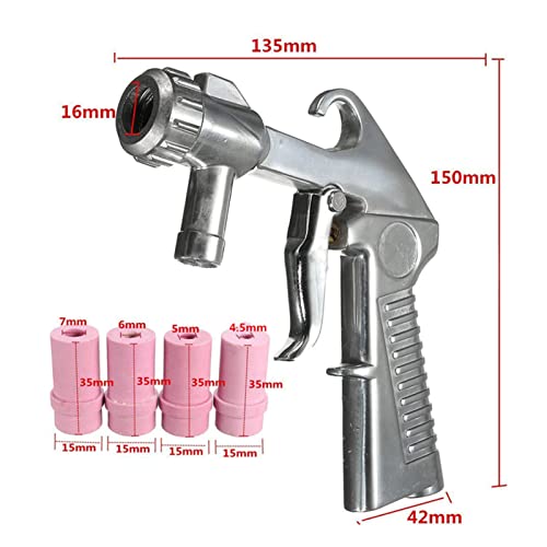 Walfront sandblaster gun kit with four ceramic nozzles and air siphon feed for abrasive blasting work