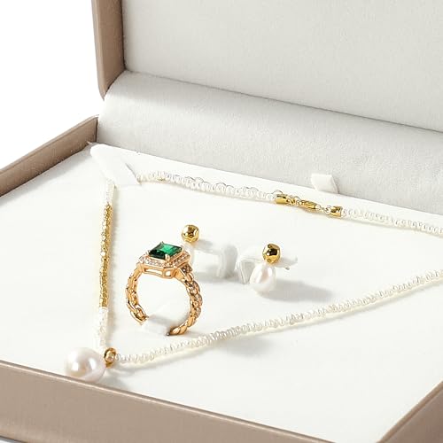 Rose Gold PU Leather Jewelry Set Box for Large Necklace & Jewelry 7.28" x 7.48" x 1.81"