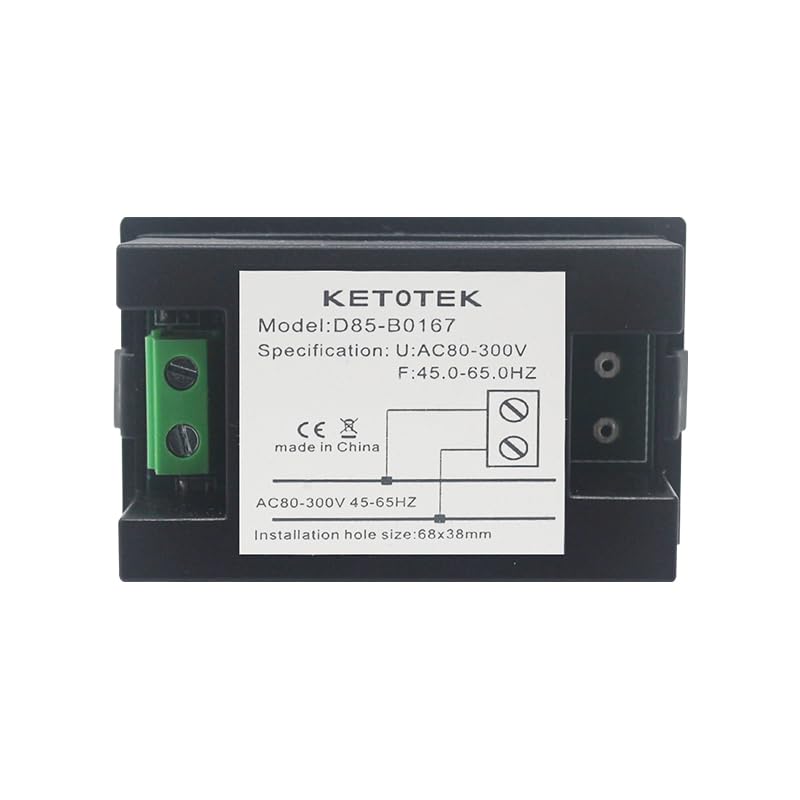 KETOTEK Digital AC Voltmeter Panel Mounting Meter AC80-300V Frequency Counter 45.0-65.0 HZ LED Display Voltage Volt Frequency Meter Tester Gauge V-H