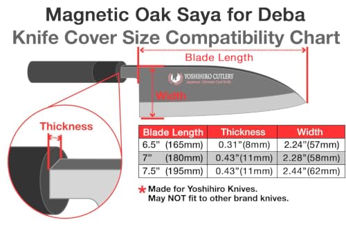 Yoshihiro Magnetic Oak Wooden Saya Cover for Deba, 6.5 inch (165mm) 6.5"