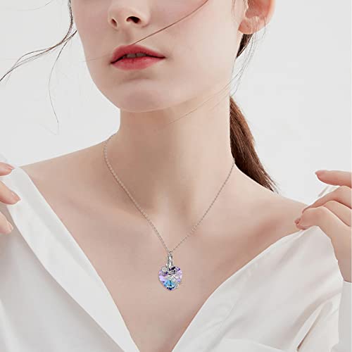 YFN Elephant Heart Crystal Urn Necklace for Ashes Cremation Jewelry Sterling Silver with Crystal Jewelry Gifts for Women Butterfly