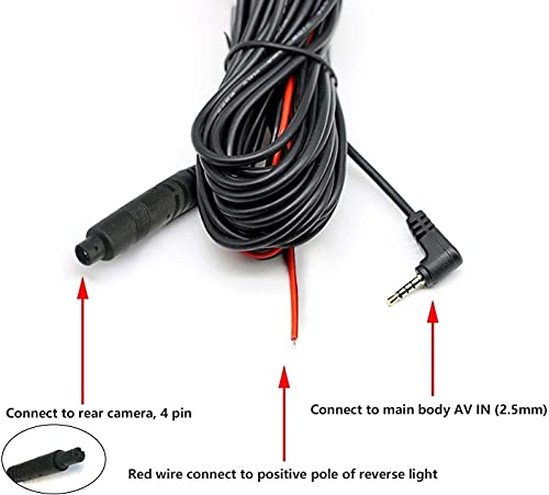 WOLFBOX 33Feet Rear Camera Longer Replacement Cable for G840S/ G930 / G840H / G850 / G850PRO / i07/ i17 / G900PRO Version with 2.5mm Jack (4-Pin)