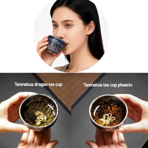 Jianzhan Ceramic Tea Cups, 4.5 oz Chinese Kung Fu Tea Cup Set of 2