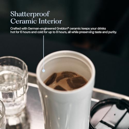 Sttoke Leakproof Ceramic Reusable Coffee Cup 12 oz - Luxe Black