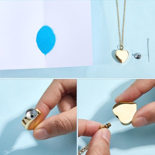 CREATCABIN Heart Cremation Jewelry for Ashes Urn Necklace Keepsake Cremation Jewelry Mini Stainless Steel Silver Memorial Urns Pendant with Funnel Pin for Bereavement Family Friends Gold & Sliver