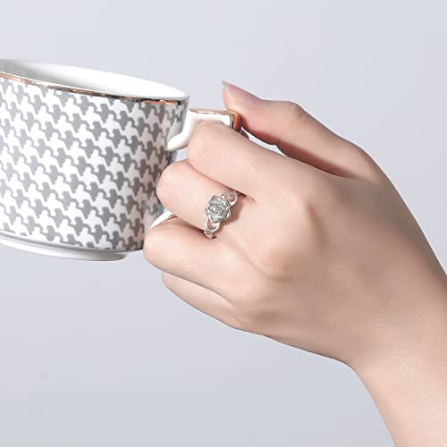 Rose Flower Cremation Urn Ring Holds Loved Ones Ashes 925 Sterling Silver Cremation Keepsake Ring Jewelry for Women Mom rose cremation ring 8
