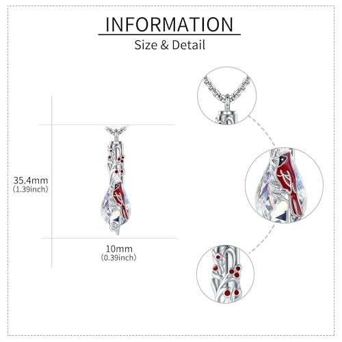 Crystal Urn Necklace for Ashes for Women Sterling Silver Heart Butterfly/Dragonfly/Carnelian Cremation Keepsake Jewelry Gift for Women Carnelian