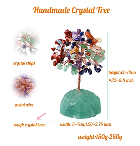 7 Chakra Healing Crystal Tree Natural Gemstone Crystals Stone Base Copper Wire Tree Life Money Trees for Home Office Desk Room Bookshelf Decor Reiki Spiritual Energy for Womem Men 7 Chakra
