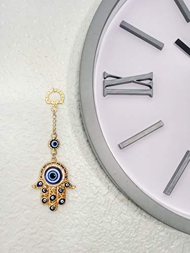 LUCKBOOSTIUM Hamsa Hand and Evil Eye Keychain with Crystal Rhinestones Gold Hamsa