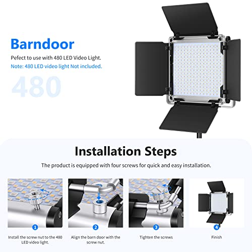 Neewer Professional LED Video Light Barn Door for Neewer 480 LED Light Panel 4.5x6.9 Inches/11.5x17.5 cm, Solid Metal Construction (Only Barndoor Included)
