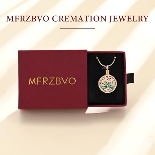Cremation Jewelry Tree of Life Urn Necklace for Human Ashes for Women Men Abalone Shell Memorial Ashes Keepsake Pendant Rose Gold