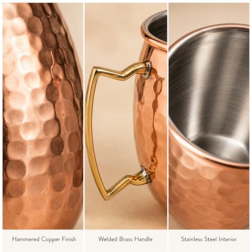16 oz Moscow Mule Mugs Set of 4 with Straws, Jigger, Shot Glass Set of 4 - 16 Oz