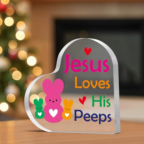 Christian Sign for Women Men Easter Decorations Inspirational Decorations Sign Religious Gifts Catholic Spiritual Gift for Mom Dad Daughter Son Sister Brother Friend Gift Home Decor Acrylic Plaque