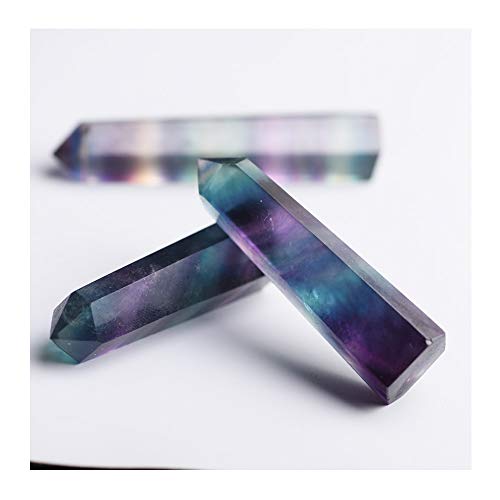 2Pcs Small Natural Rainbow Fluorite Crystal Wand Quartz Point 1.9"