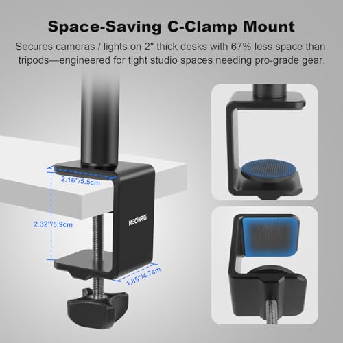 Camera Desk Mount Table Stand with Magic Arm & Ball Head, Table Light Stand with C Clamp, Webcam Desk Camera Mount for DSLR Ring Light Mic Live Streaming Vlog (811003) 811003 - Table Stand with Horizontal Arm