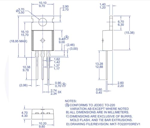 PENGLIN FQP30N06L N-Channel MOSFET Transistors Pack of 10 | 32A/60V 3-Pin TO-220 FQP30N06 30N06 30N06L
