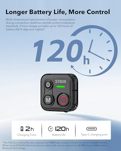 SYMIK Remote Control for Insta360, Bluetooth Remote for GoPro and DJI