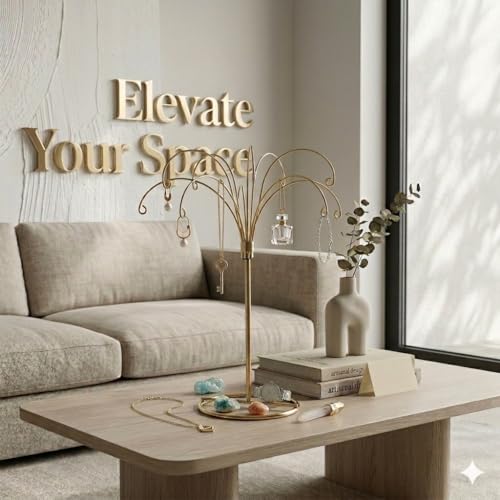 HOHIYA 13.5" Gold Ornament Display Stands 2 Pack Metal Holders Brass Gold