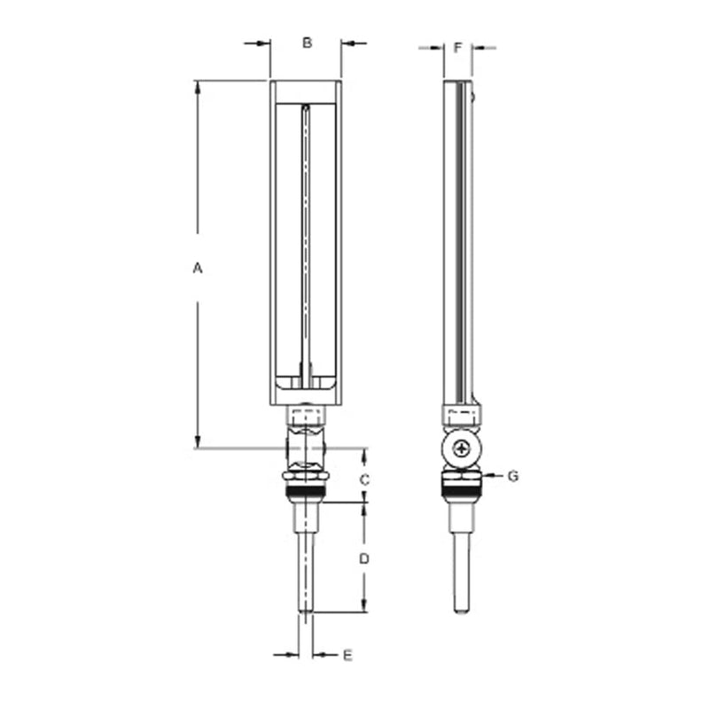 [Australia - AusPower] - WGTC Thermometer AS5H918 Blue Spirit Filled Industrial Thermometer with ABS Case, 3-1/2" Adjustable Angle Stem, 9" Scale, 0/160° F Temperature Range 0-160 Deg F Without Thermowell 