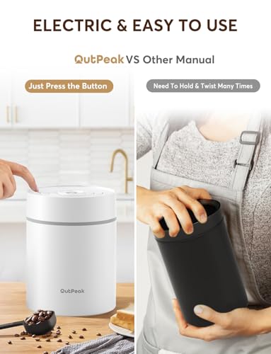 OUTPEAK Neo Latest Kilo Auto Vacuum Coffee Canister, 1.5L Capacity for 17.6oz of Coffee Beans, One-Button Operation, Stainless Steel Coffee Storage Container with Scoop (Barista Champion's Choice) 1.5L-Stainless Steel-Pearl White