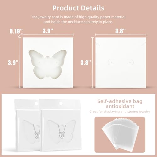 Jewelry Box, Earring Holder Display Cards for Selling, Necklace Bracelet Jewelry Gift Box (50 Pack Butterfly) Butterfly-50pcs