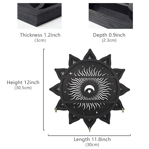 Witchy Home Decor Shelf, LED Rock Display Shelf, Crystal Shelf Display Black - Led Version