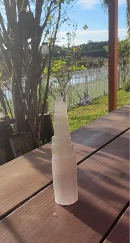 Pachamama Essentials Large Selenite Tower 8" Tall Skyscraper Healing Crystal Stone Reiki Meditation Energy Protection