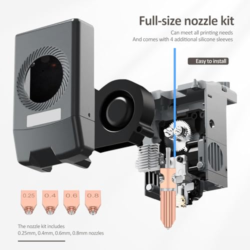 4 Pcs Hotend Kit with Silicone Cover 0.25mm 0.4mm 0.6mm 0.8mm Quick-Swap Nozzle 3D Printer Assembled Extruder Kits for FLASHFORGE AD5X ﻿ (4 Pcs) 4Pcs 0.25/0.4/0.6/0.8mm