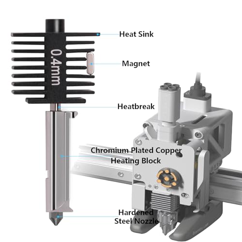 2PCS A1 Mini, A2L Upgrade Hotend Kit, 3D Printer Print Head Hot End Heating Block Kit with 0.4mm Hardened Steel Nozzle and Silicone Socks for Bambu Lab A1/A1 Mini 2 Pack