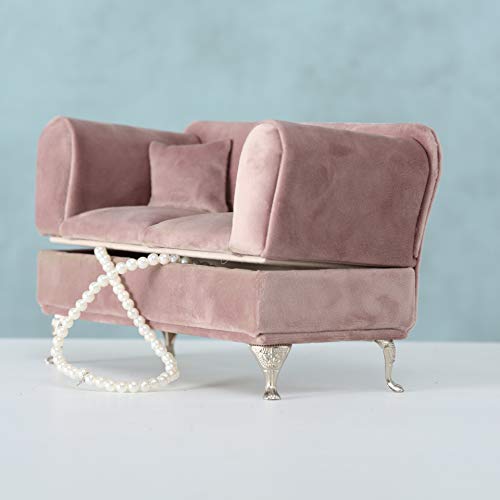 WHW Whole House Worlds Glam Pink Passion Jewelry Couch, 9 Inch Long Couch - 6 Inches Long