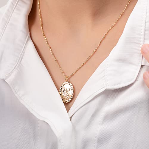 Ascona Catholic First Communion/Confirmation Gifts for Women Teen, Saint Christopher/Michael/Jude/Joseph/Anthony Necklace for Women Catholic Medal Pendant Religious Jewelry 18+2 Inches Michael-gold