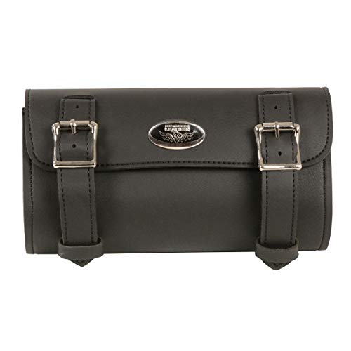 Milwaukee Leather SH49703 black large double buckle PVC tool bag with quick-release buckles