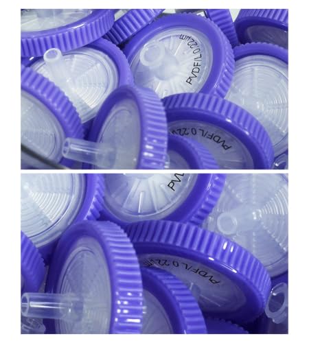 FILTER TECH 25mm PVDF hydrophilic syringe filters, 0.22um, 100 pack sealed box beside filter units