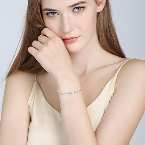 RIPFEVURN Bar Cremation Jewelry Urn Bracelet for Ashes for Women Men Memorial Ashes Keepsake With Me Always Link Bracelet Silver-Link Chain